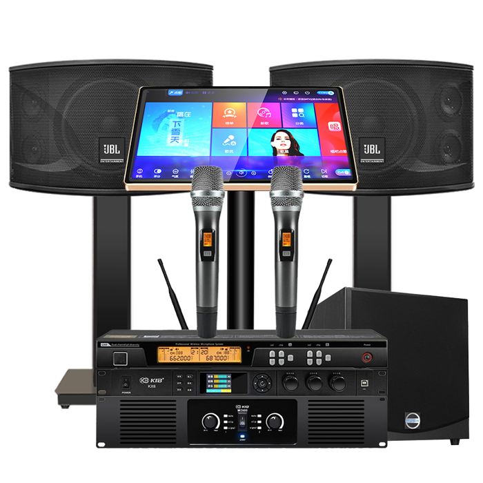JBL ki110 ki112家庭影院ktv音响套装点歌机一体机卡拉ok包厢设备10/12吋专业音箱 至尊二托四版-含低音炮