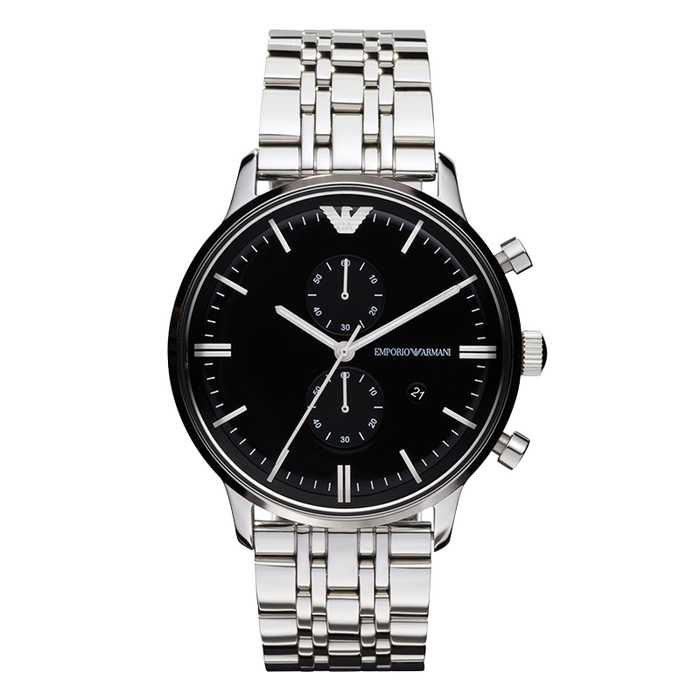 阿玛尼 （Emporio Armani ）手表 男士钢带时尚休闲商务双眼多功能腕表AR0389 七夕情人节礼物送男友