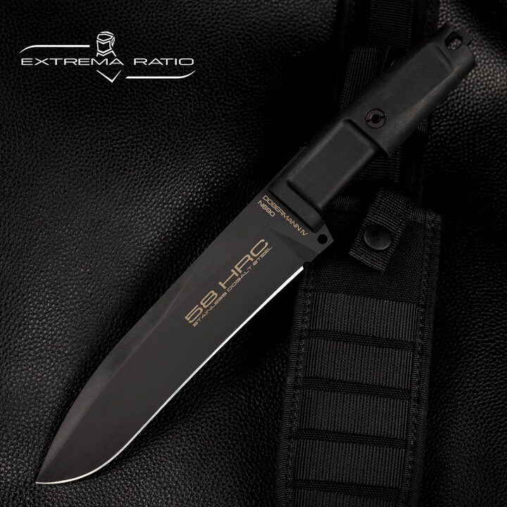 EXTREMA RATIO意大利进口极端武力杜宾犬4代不锈钢户外求生战术装备高硬度直刀 04.1000.0184/BLK 战术版