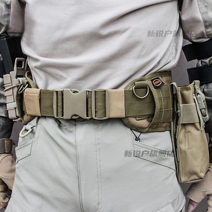饷亨战术腰封 户外多功能腰带molle战术装备保安外腰带运动加宽护腰A 军绿 均码