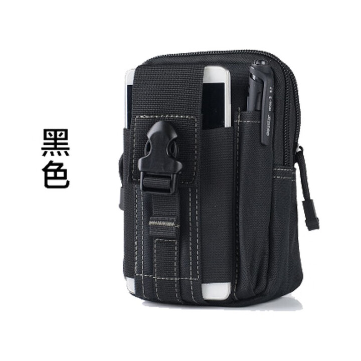 军云户外战术腰包多功能运动跑步休闲腰包 男女军迷挂包穿皮带手机包 黑色