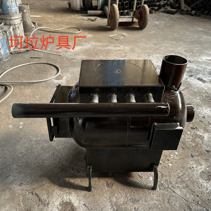 新款煤气罐改装取暖炉暖风炉柴煤两用观火玻璃带烤箱 短款带腿带小风机