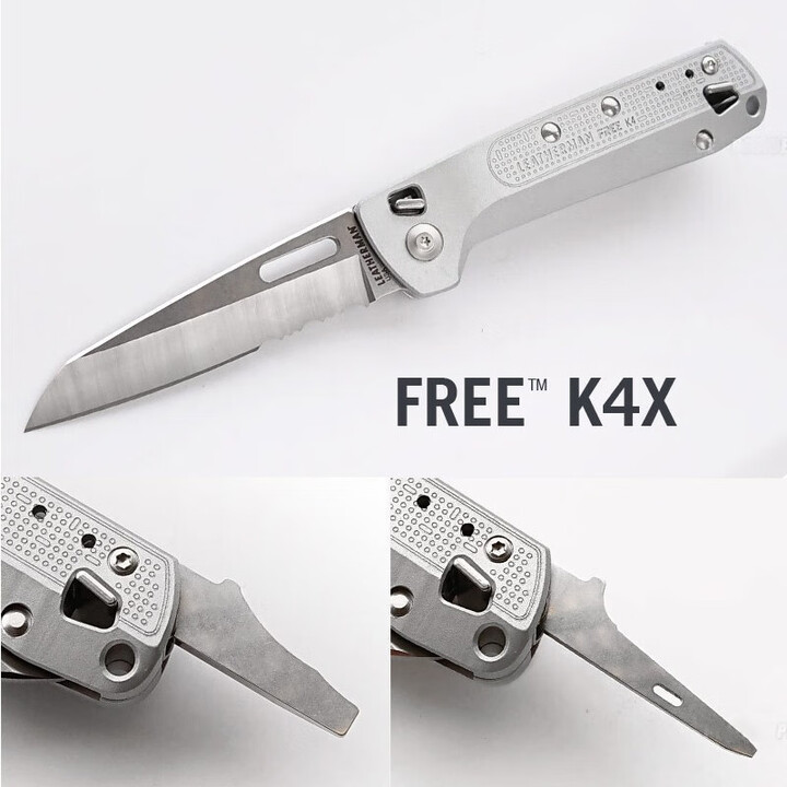 莱特曼 FREE K系列户外军迷多功能战术工具 户外便携组合EDC工刀具 K4x（银色半齿刃带剪刀）