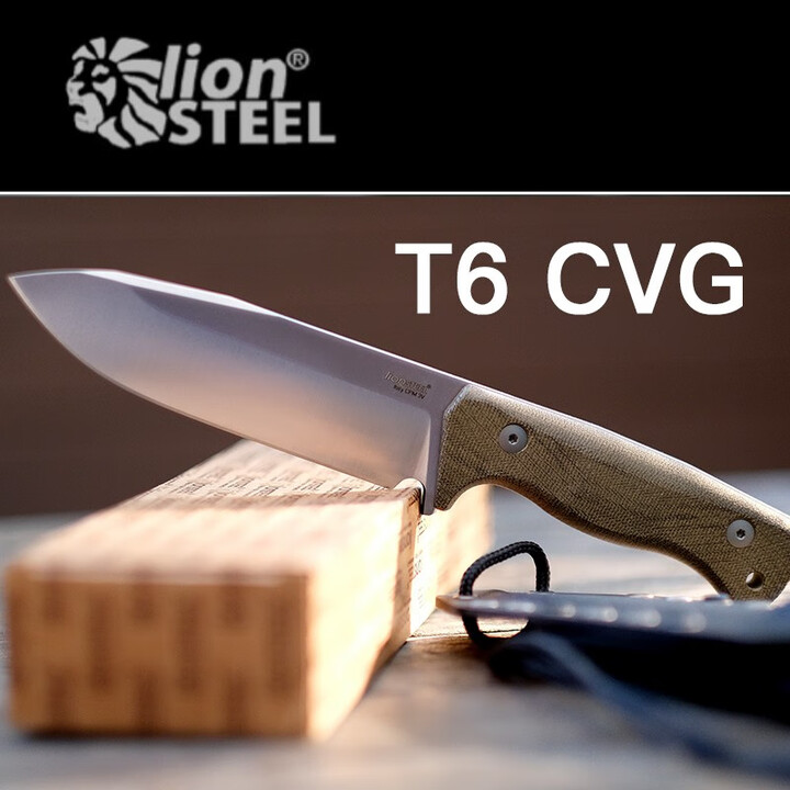 LIONSTEEL 意大利lionsteel钢狮T6 3V高硬度露营户外直刀生存刀野外求生 T6 3V CVG