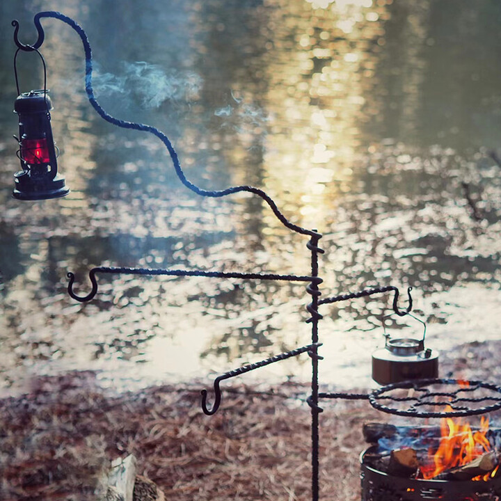 MOUNTAIN SOUL山魂手工锻打扭纹户外圆弧加长版灯架烧烤焚火架组 模块化焚火架标配套装