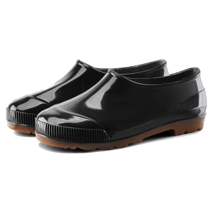 谋福 252 浅口春秋男雨鞋低帮套脚水鞋防水防滑鞋厨师鞋PV...