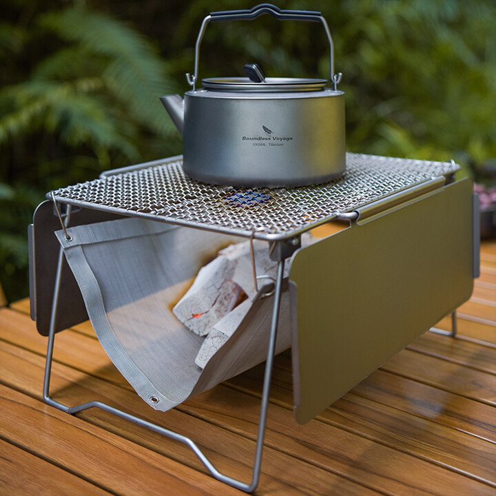 必唯（BOUNDLESS VOYAGE） 纯钛户外折叠烧烤架轻量便携露营烧烤桌野营烤肉烤鱼桌子耐高温