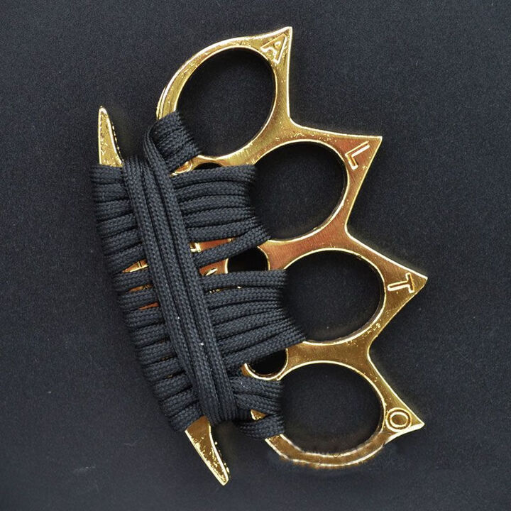 奴风指虎钛合金拳扣指虎两指扣双指扣四指扣单指扣手撑戒指扣防身防狼 四犀牛【金色】半绑 两个