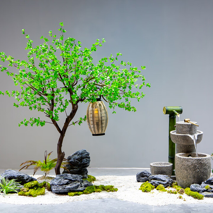 九叶草仿真吊钟树大型假树绿植景观装饰新中式造景禅意流水室内庭院