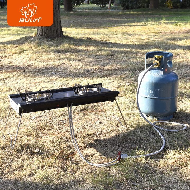 步林（BULin）户外便携式双头炉大功率猛火车载便携煤气灶露营野餐炉具 双头炉+1.5米煤气连接管（不含罐