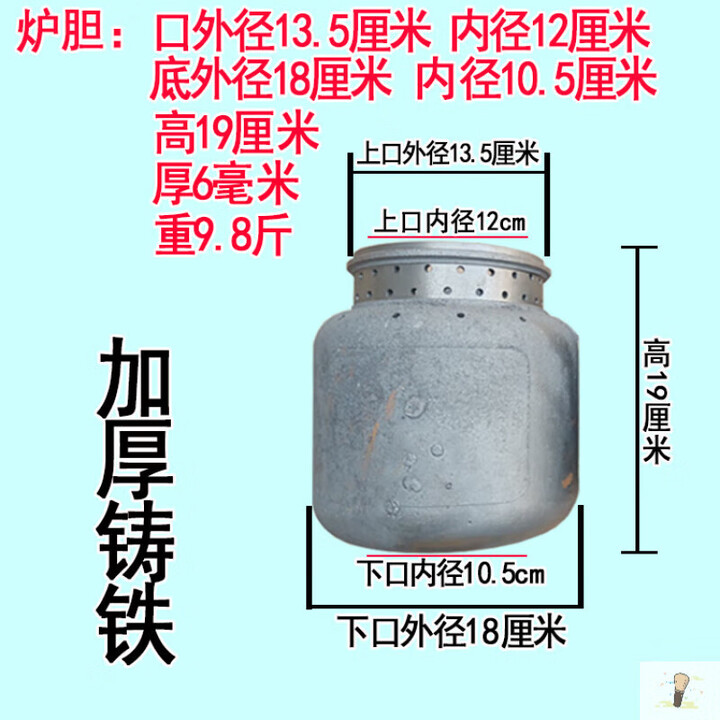 LNGA LANDGRE气化炉内胆全铸铁柴火炉胆炉头大号加厚气化炉膛火力 小号炉胆没有添柴口