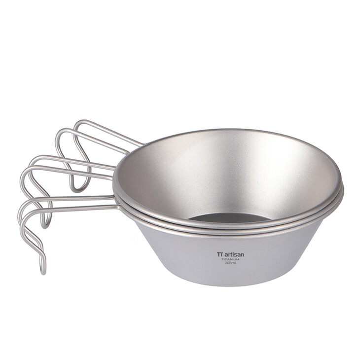Ti artisan钛工匠户外纯钛雪拉碗野餐碗碟旅行野炊旅行便携装备家用钛碗单层 纯钛雪拉碗260ml【四只装】