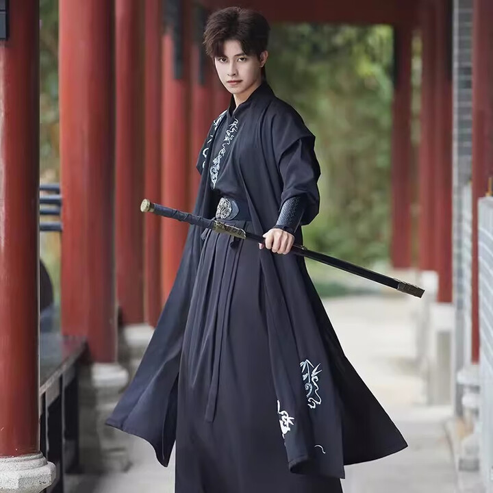 山头林村锦衣卫飞鱼服男款战国袍侠客风劲装宋制曹县cosplay剑客战术 外套+上衣+下裙+腰带+护腕 2XL 2XL【图片 价格 品牌 报价】-京东