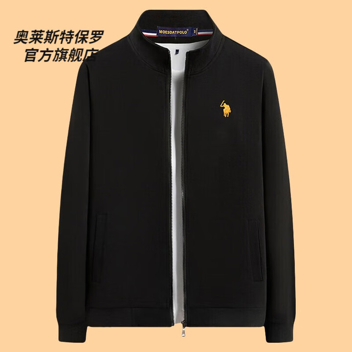 奥莱斯特保罗官方高端品牌男士刺绣中年宽松休闲秋季纯色长袖立领拉链保罗卫衣 黑色86062 XL【图片 价格 品牌 报价】-京东