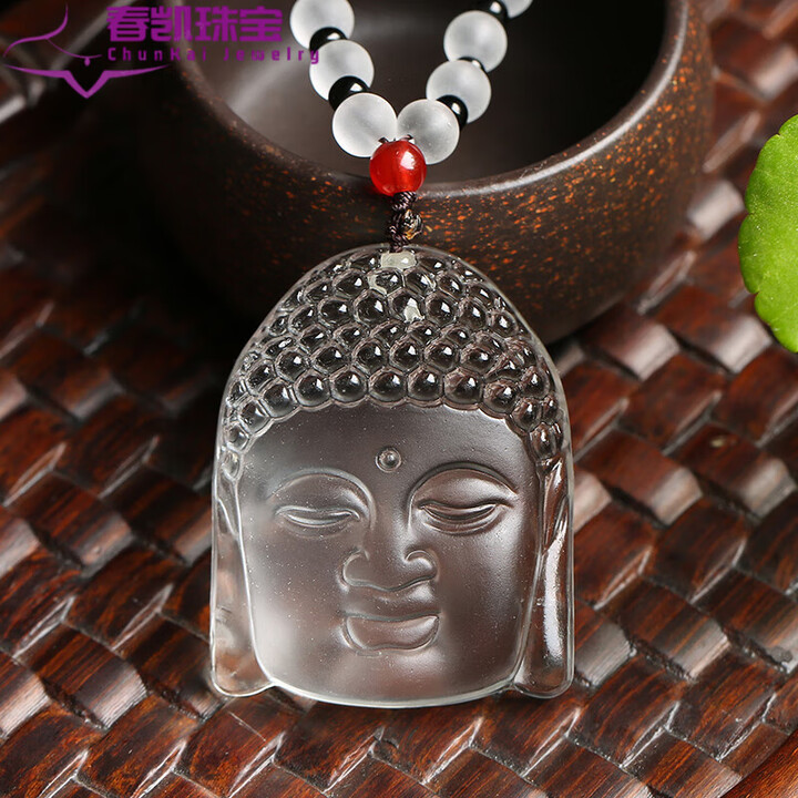 胖东来品质白水晶佛头吊坠释迦摩尼佛像观音头大日如来项坠男女挂 白