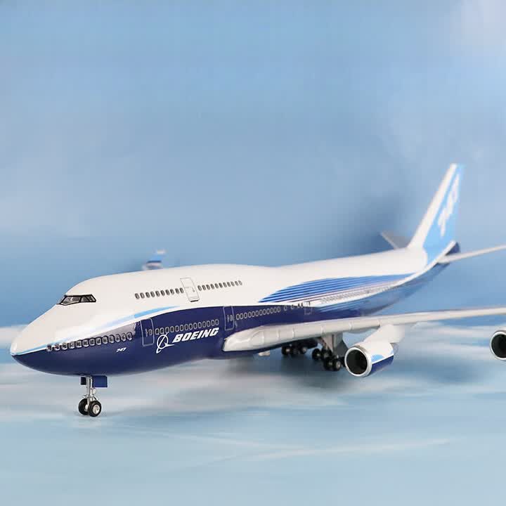 智宙飞机模型波音747原型机带起落架灯光民航客机仿真合金航模玩具 20