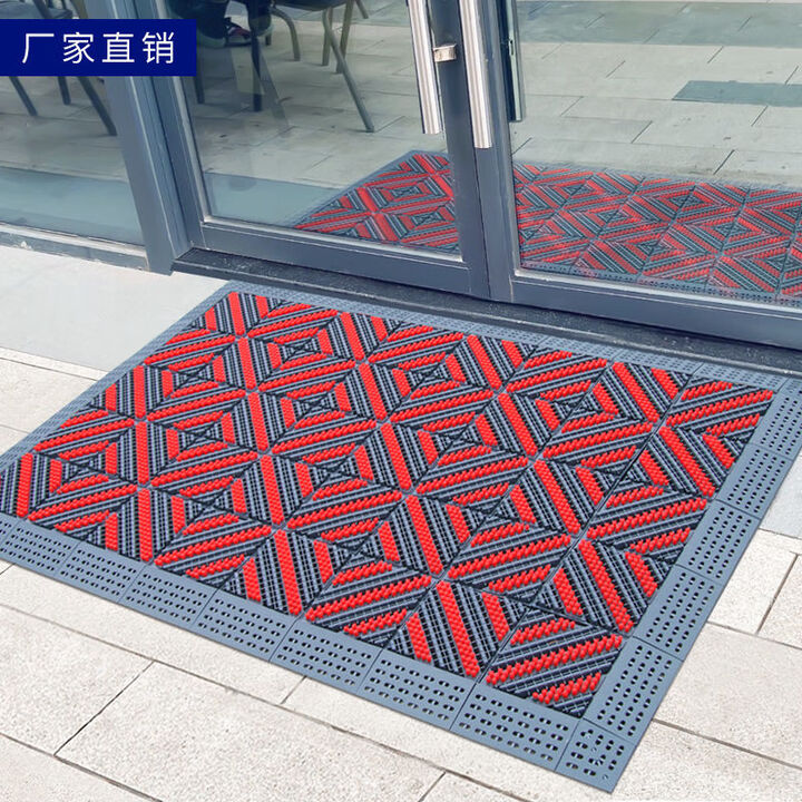 家用入户门地垫门口进门塑料防滑垫门外拼接地毯室外防水镂空脚垫 单刷(灰块绿刷) 60cmX90cm【尺寸包含边角】【图片 价格 品牌 报价】-京东