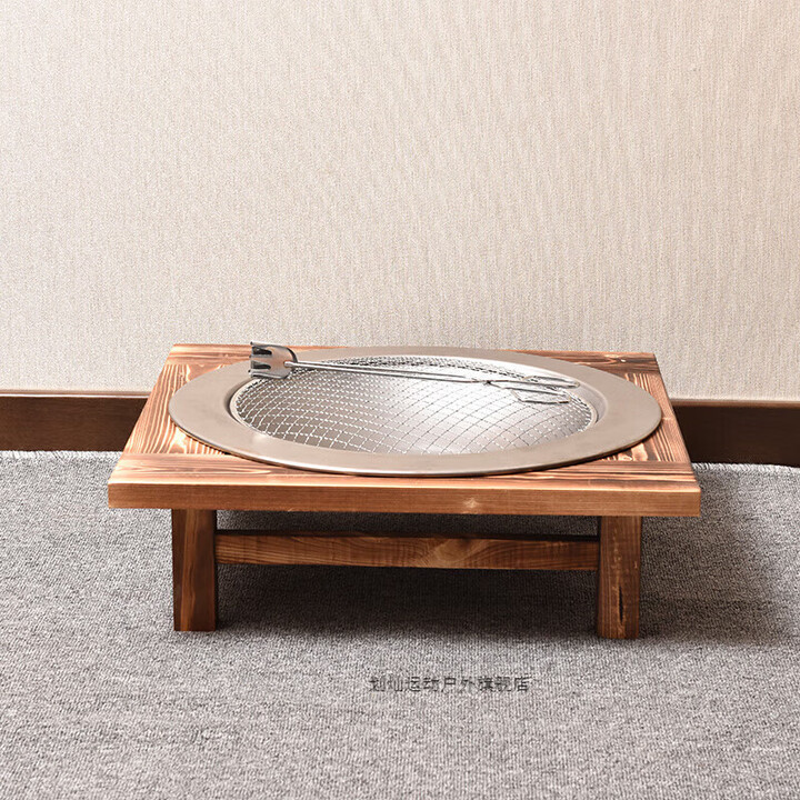 糜鸿（MIEHONE）实木老式烤火盆取暖器家用木炭烤火炉炭火盆冬季室内炭盆烧烤架 松木架+熟铁盆+夹子+小烤网