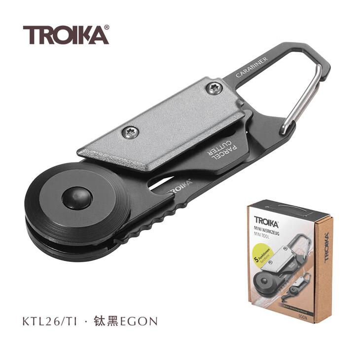 拓意卡德国拓意卡金属钥匙扣便携户外折叠工具拆箱刀锯片螺丝刀开瓶器 钛黑