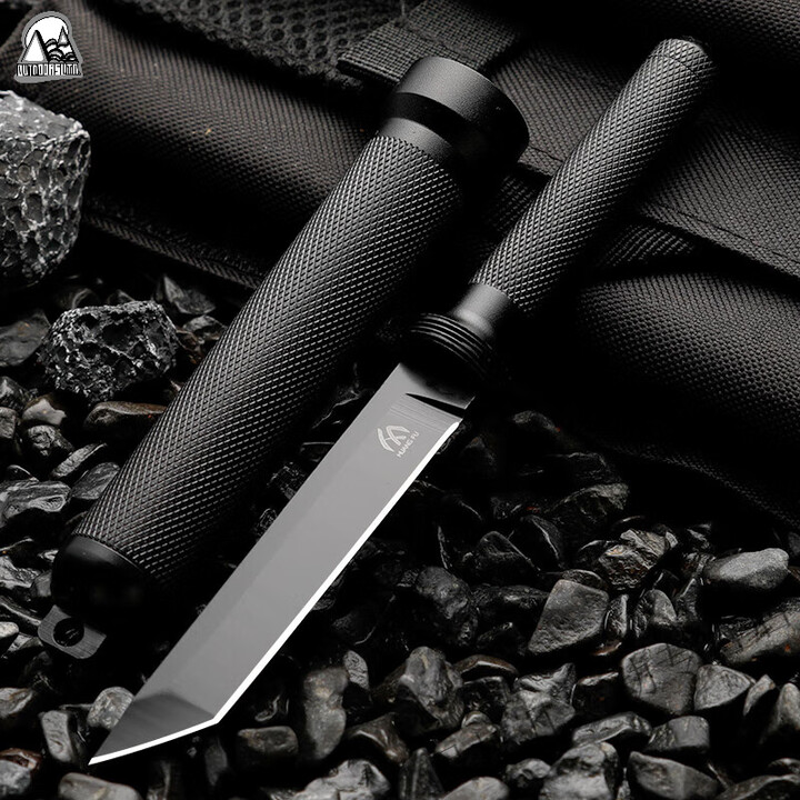 欧芬莱（OFENLAI）荒夫多功能铝合金手柄便携随身防身小刀高硬度户外刀氚气刀棍中刀 黑色 60°以上 x 7.8cm x 80mm