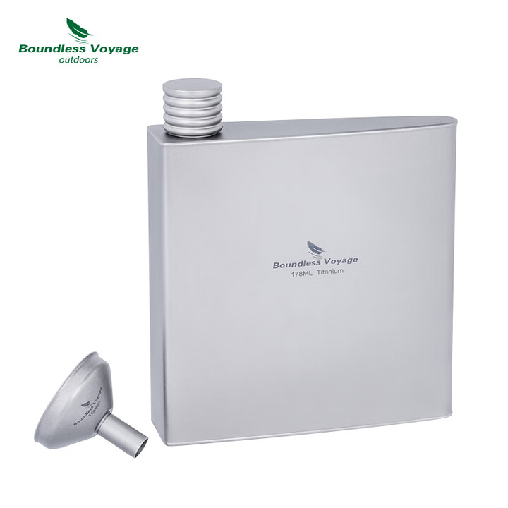 必唯户外纯钛迷你扁酒壶178ml随身轻量便携密封单层赠送漏斗野营 Ti3080D 178ml 配漏斗