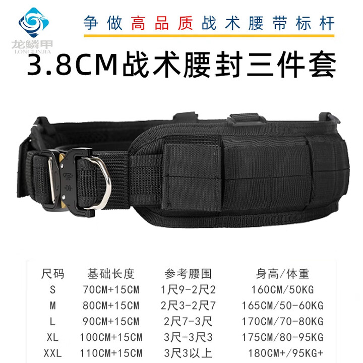 龙鳞甲战术塑钢快拔套装通用八大件作战户外装备尼龙快拆腰封甩棍手电套 战术腰封三件套 M