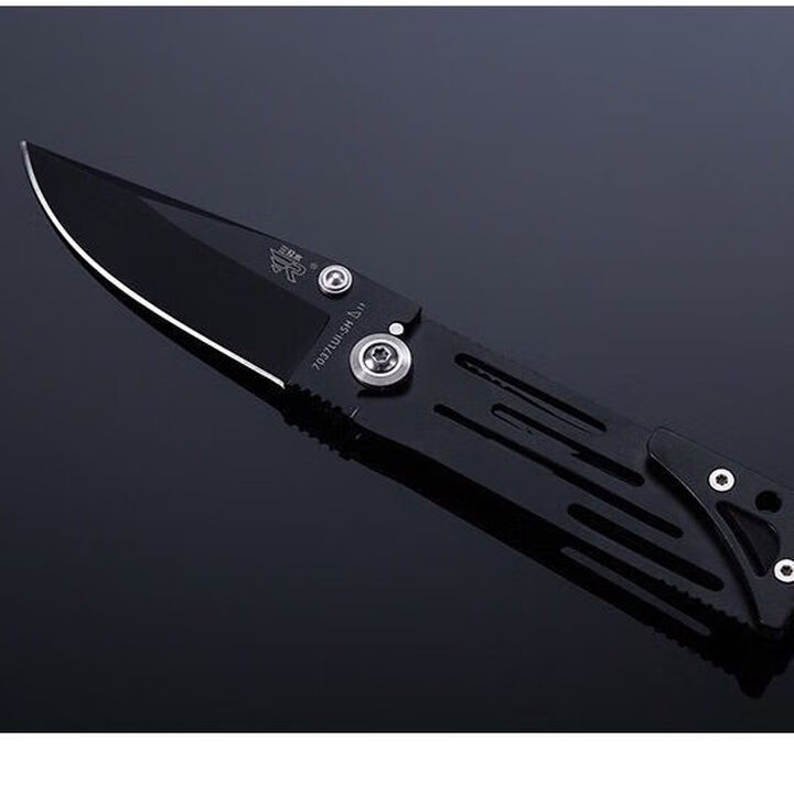 三刃木三刃木正品折叠水果刀7037锋利高硬度户外便携野营 求生水果刀edc 黑色