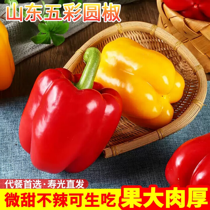 新鲜菜椒大甜椒彩椒七彩杭椒太空辣椒红黄圆椒灯笼椒不辣 5斤 净重 全是绿椒【图片 价格 品牌 报价】-京东