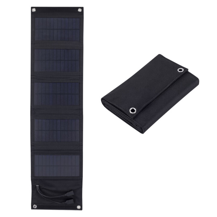 XMSJ太阳能板30W防水单晶硅充电板户外便携式折叠充电宝快充光伏电池 【大面板五片】单晶硅60W+登山扣