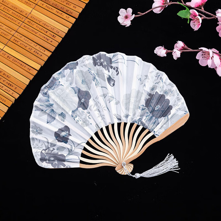 忆妆缘龙刀扇女式折扇日本和风绢布贝壳扇随身便携古风小折叠扇中国风扇 水墨【图片 价格 品牌 报价】-京东