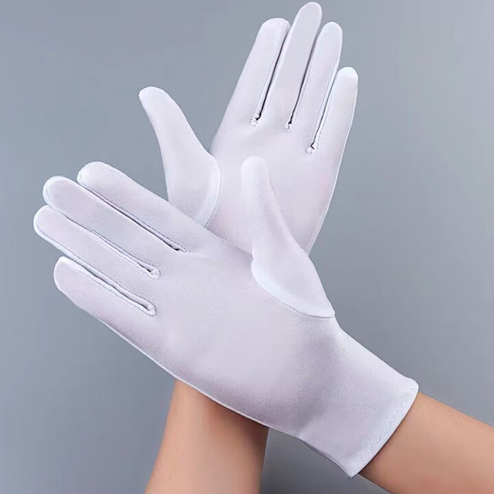 手套礼宾阅兵军训仪仗队升旗广场舞小学生儿童薄款 白色/男款/氨纶