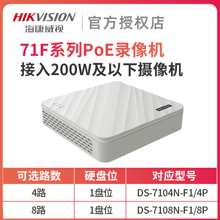 海康威视 HIKVISION原装4路8路硬盘录像机网络监控POE录像机DS-7104N-F1/4P(B) 乳白色 14