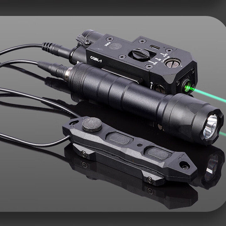CQBL红绿镭射归零战术盒激光可调鼠尾战术手电20mm合金尼龙指示器 CQBL-1绿+M600+双控鼠尾