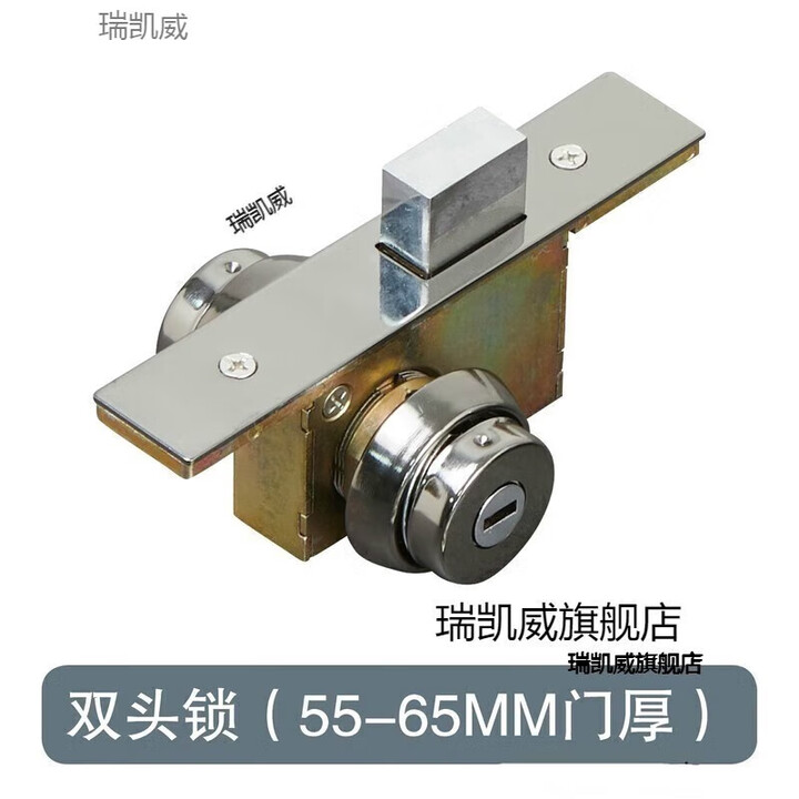 XMSJ有框玻璃门锁地弹门地锁不锈钢平头锁铝合金门锁肯德基门锁包框锁 亮光黑钛双锁头-门厚55-65MM【图片 价格 品牌 报价】-京东