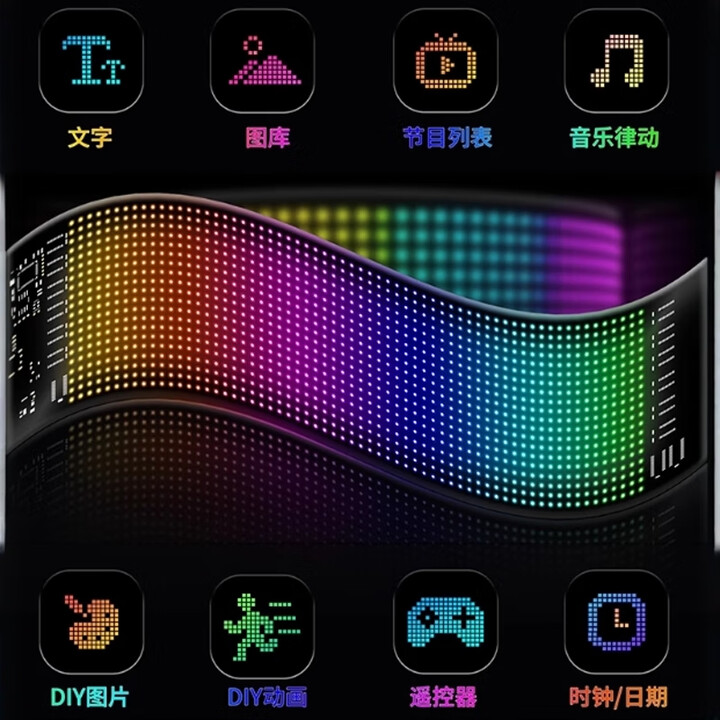 软膜显示屏LED柔性屏软屏APP蓝牙广告屏超薄防水DIY店招屏 高10CM*宽35CM手机APP+遥控器