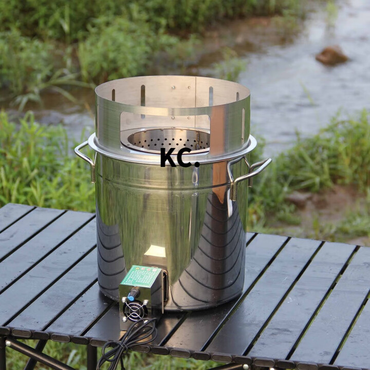 靠森（Kaooseen）柴火灶无烟灶不锈钢加厚农村家用灶新款大防风罩柴火炉便捷柴火炉 防风罩加厚款炉子加风机