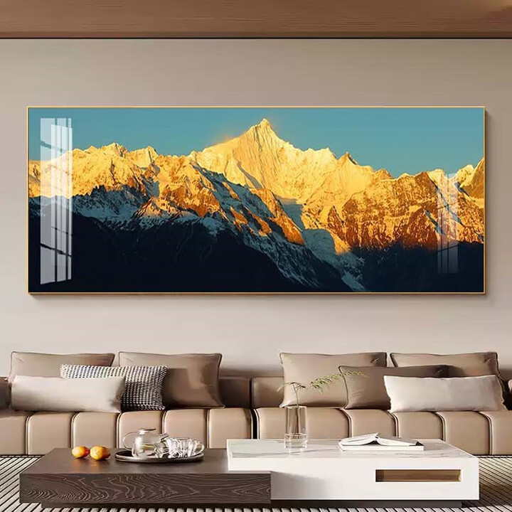 英司盾客厅画沙发背景墙挂画2025新款大气壁画客厅装饰画山水画靠山图 背靠金山-13 240x80cm(适合3-3.5米沙发) 晶瓷+黑色边框 ...