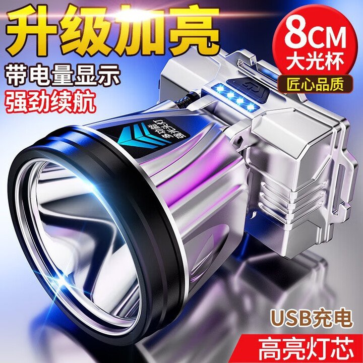 XINSITE头灯原装强光超长续航72小时夜钓2025新款双锂电池头戴式 T998-2白光[32灯芯双锂电]电显