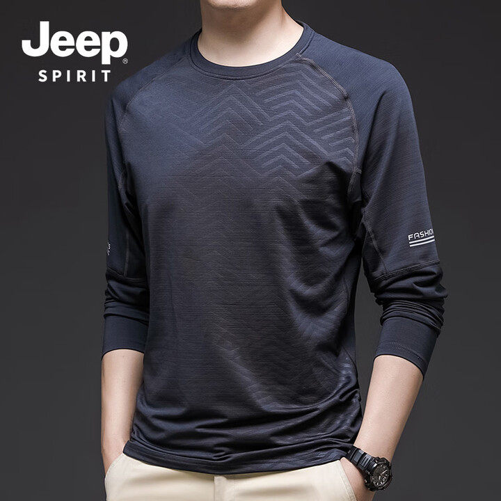 【JEEP SPIRITT恤】JEEP SPIRIT男士运动长袖T恤2025秋季新品休闲百搭上衣702095 深灰色 L【行情 报价 价格 ...