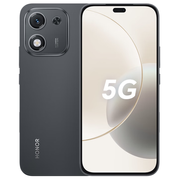 荣耀X70i 新款5G直屏手机NFC 6000毫安大电池 1亿像素 AI拍照键AI 高亮OLED护眼屏系列X60i手机 绒黑色 12GB+512GB