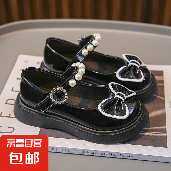 女童小皮鞋2025夏季新款儿童黑色亮面单鞋女孩公主鞋英伦风演出鞋黑色