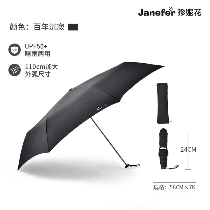Jnc Janefer CollectionJnc碳纤超轻随身三折遮阳防晒太阳伞晴雨双人大伞面折叠伞 百年沉寂Jnc系列 透明防晒【图片 价格 ...