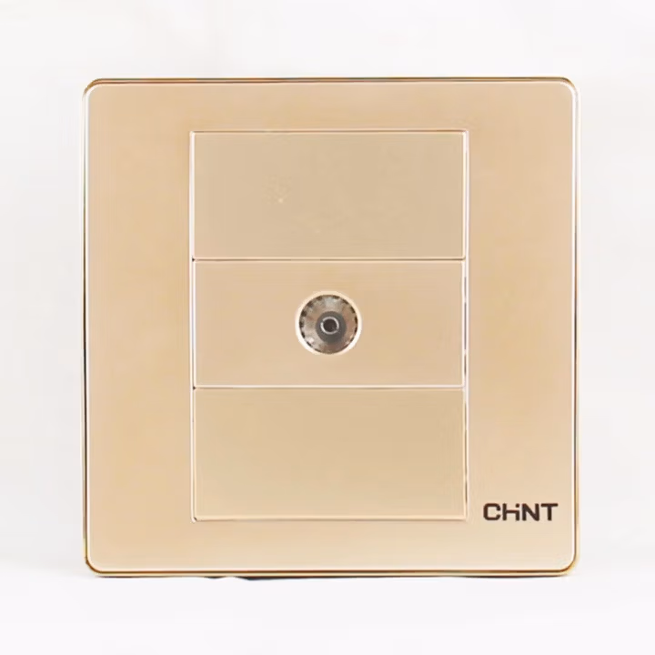 正泰开关插座 五孔插座 二三插 钢架墙壁开关插座面板 NEW7L香槟金色 电视