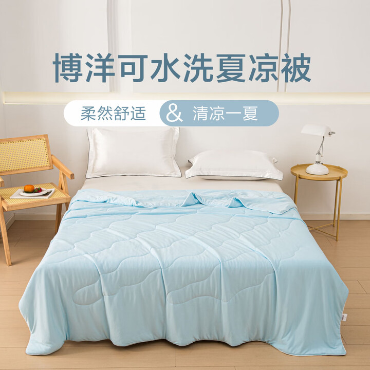 博洋(BEYOND) 可水洗夏凉被芯 双人加大可水洗空调被 夏天办公室薄被子 —沪 凉感夏凉被—夏蕴(蓝) 200*230cm【图片 价格 ...