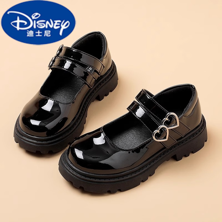 迪士尼disney女童皮鞋2025春秋新款儿童演出鞋黑色舞蹈鞋公主鞋中大童