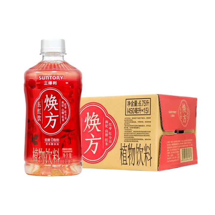 三得利焕方五红饮 玫瑰黄芪饮养生低糖植物饮料450ml*15瓶整箱 焕方五红饮450ml*15瓶【图片 价格 品牌 报价】-京东