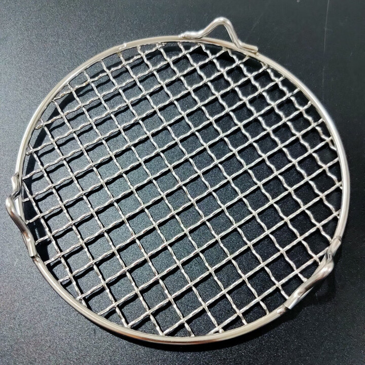 不锈钢烧烤网腿加厚沥油水熏烤肉家用空气炸锅网格架烘 不锈钢烤网带脚直径18cm