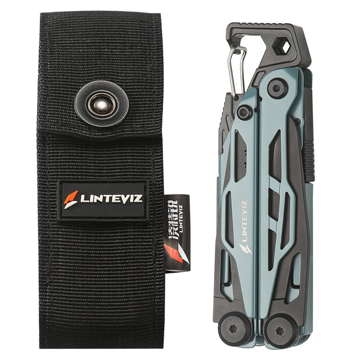 凌特锐P-3雷霆 户外多功能战术钳应急装备多功能钳子折叠组合工具钳  PA-90A雾蓝发黑电商包装