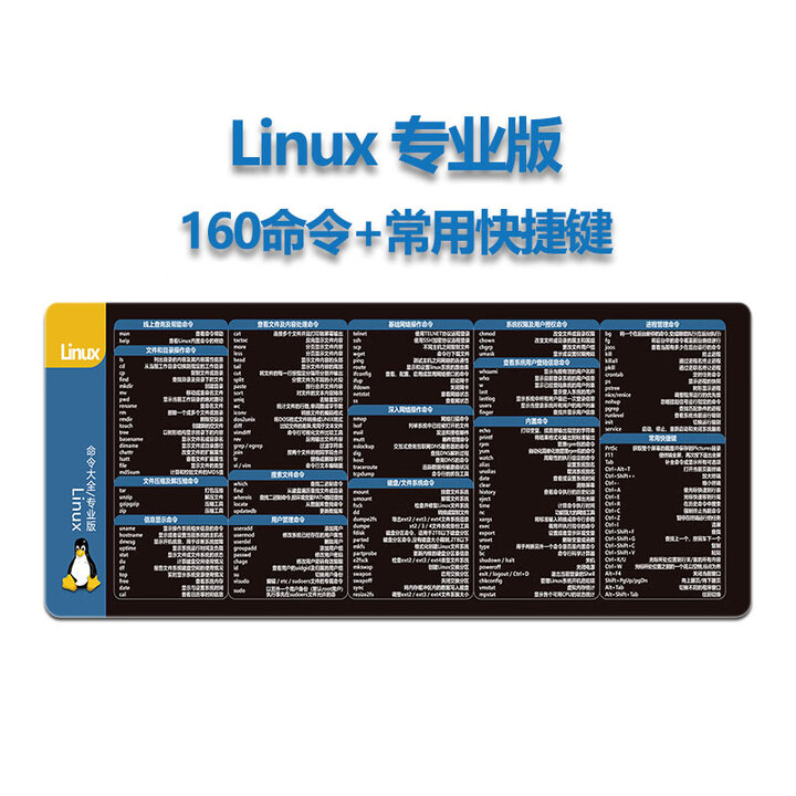 何佳功程序员专用桌垫 Linux程序员鼠标垫Vim命令Git编程Python函数MySQ Linux 命令大全 3mm 800x300mm ...