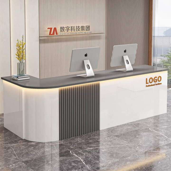 柒玥景收银台转角柜服装店酒店简约现代烤漆前台柜台接待台 白色+铁灰色亮光烤漆板(右转角)[ 340x60x80cm【图片 价格 品牌 报价】-京东